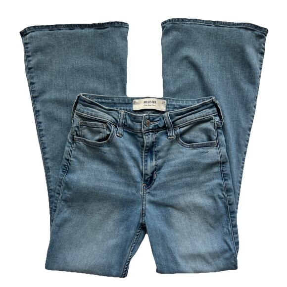 Hollister Jeans Womens 26 Short High Rise Flare Light Wash Retro Boho Fesrival - Picture 10 of 10